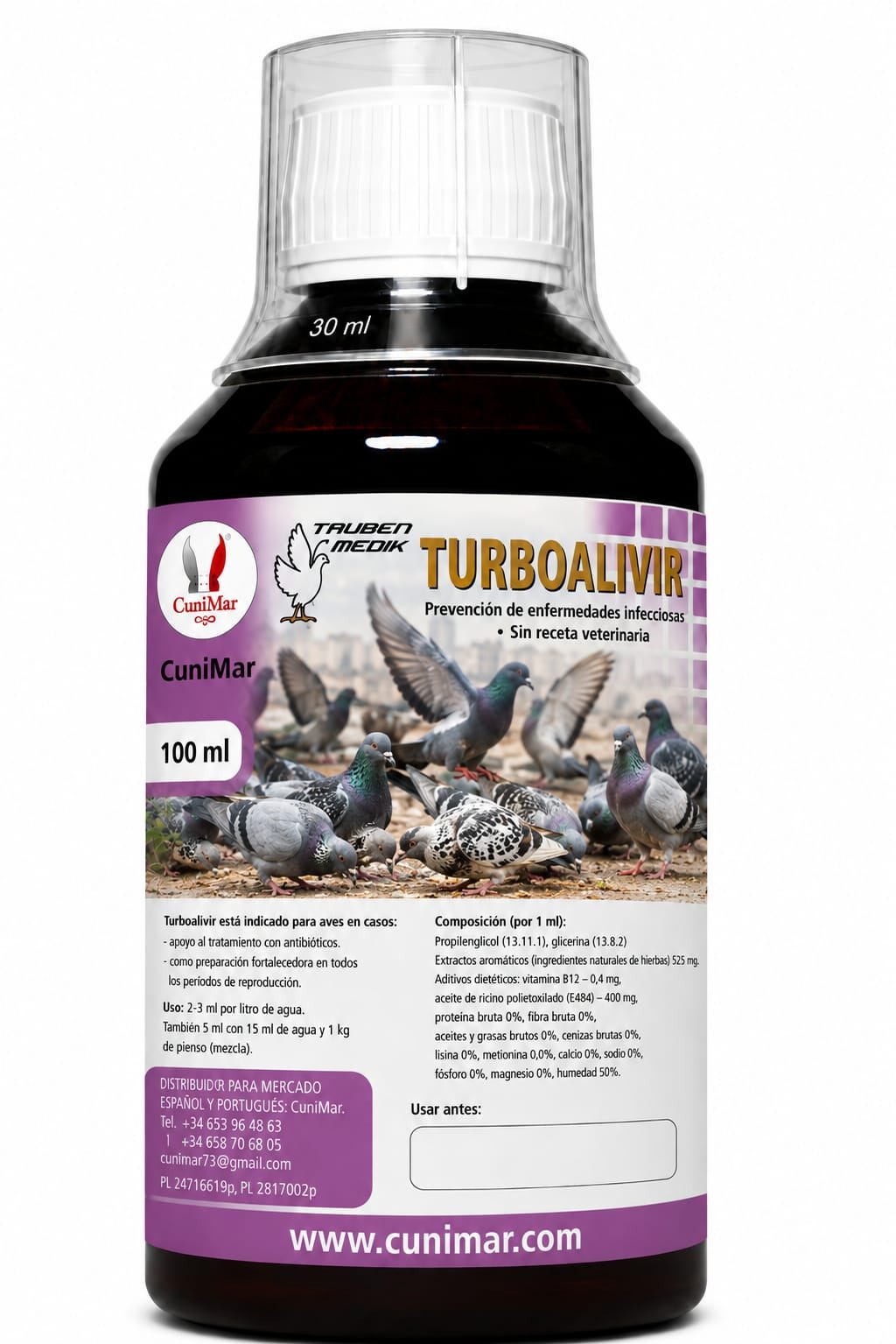 TURBOALIVIR PALOMAS 100ml prevencion de enfermedades infeciosas
